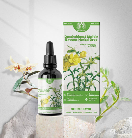 ClearBreath® Dendrobium i ekstrakt z dziewanny - potężne wsparcie dla płuc i oczyszczanie układu oddechowego - wyprodukowane w USA - krople ziołowe